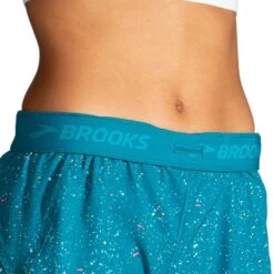 Brooks | Women's Chaser 5" 2-in-1 Short - Lagoon Speckle Print -Cheap Sports Store 221464486 W Brooks Chaser52 in 1Short waistband