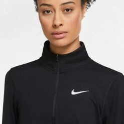 Nike | Women's Dri-Fit Element Top HZ - Black -Cheap Sports Store CU3220 010 W Nike Dri FitElementTopHZ neck