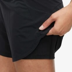 Nike | Women's Dri-FIT Bliss Mid-Rise 3 Inch 2in1 Shorts - Black -Cheap Sports Store DX6022 010 W Nike BlissDFMR3Inch2in1Short detailside