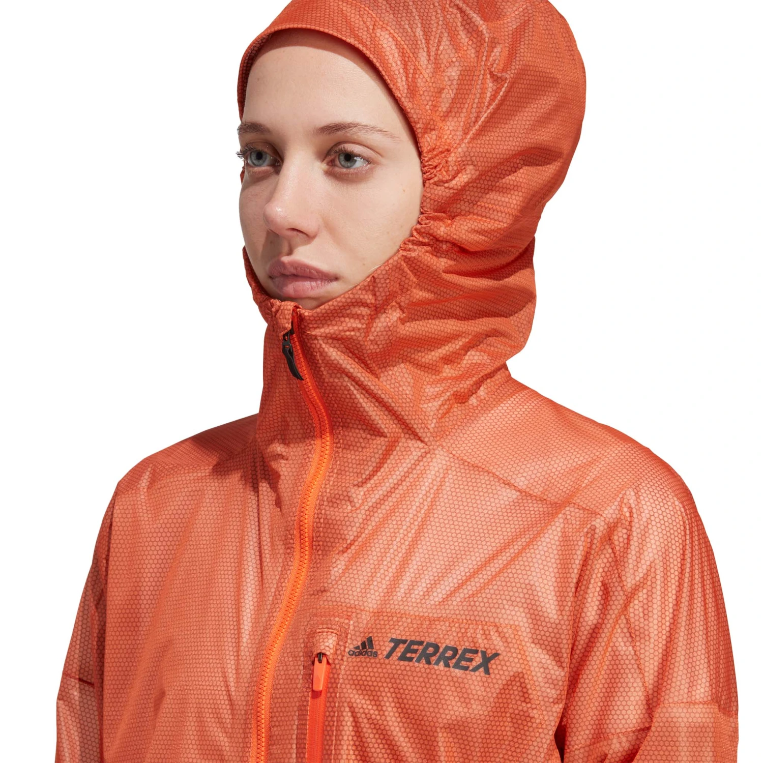 Adidas | Women's Terrex Agravic 2.5L Rain.RDY Jacket - Semi Impact Orange 5 Adidas | Women's Terrex Agravic 2.5L Rain.RDY Jacket - Semi Impact Orange - Image 3