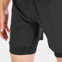 Salomon | Men's Cross Twinskin Shorts - Deep Black -Cheap Sports Store LC1868600 M Salomon CrossTWShorts close