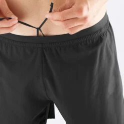 Salomon | Men's Cross Twinskin Shorts - Deep Black -Cheap Sports Store LC1868600 M Salomon CrossTWShorts waist