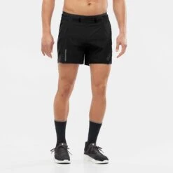 Salomon | Men's Sense Aero 5'' Shorts - Deep Black -Cheap Sports Store LC1870000 M Salomon SenseAero5 frontonbody