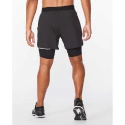 2XU | Men's Aero 2-in-1 5 Inch Shorts -Cheap Sports Store MR6535bBLKSRF M 2xu aero2in15inshort back
