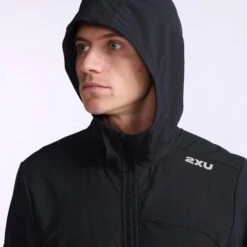 2XU | Men's Aero Jacket - Black -Cheap Sports Store MR6858aBLKSRF M 2XU AeroJacket hood