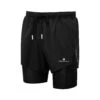 Ronhill | Men's Tech Distance Twin Short - All Black -Cheap Sports Store RH 006596R009 M Ronhill TechDistanceTwinShort front