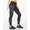 2XU | Women's Aero Vent Mid-Rise Compression Tights -Cheap Sports Store WA6519bBLKSRF F 2xu aeroventmrcomptights modelside