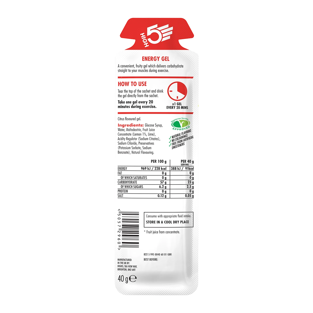 High 5 | Energy Gel H5 - Citrus 4 High 5 | Energy Gel H5 - Citrus - Image 2